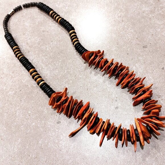 Women's Multi-Colors Shapes Wood Slats/Beads Statement Necklace - NWOT - Picture 9 of 10